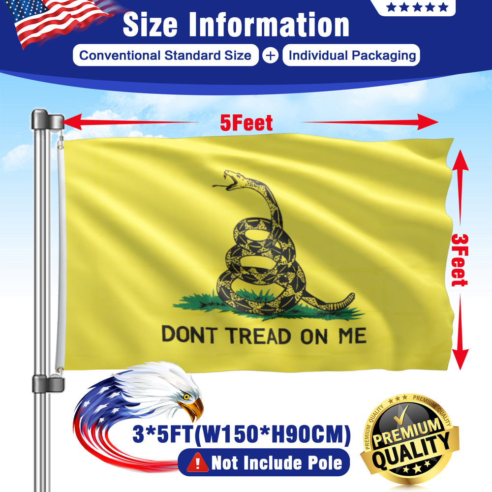 Dont Tread on Me Gadsden Double Sided 3x5 Outdoor  Flag